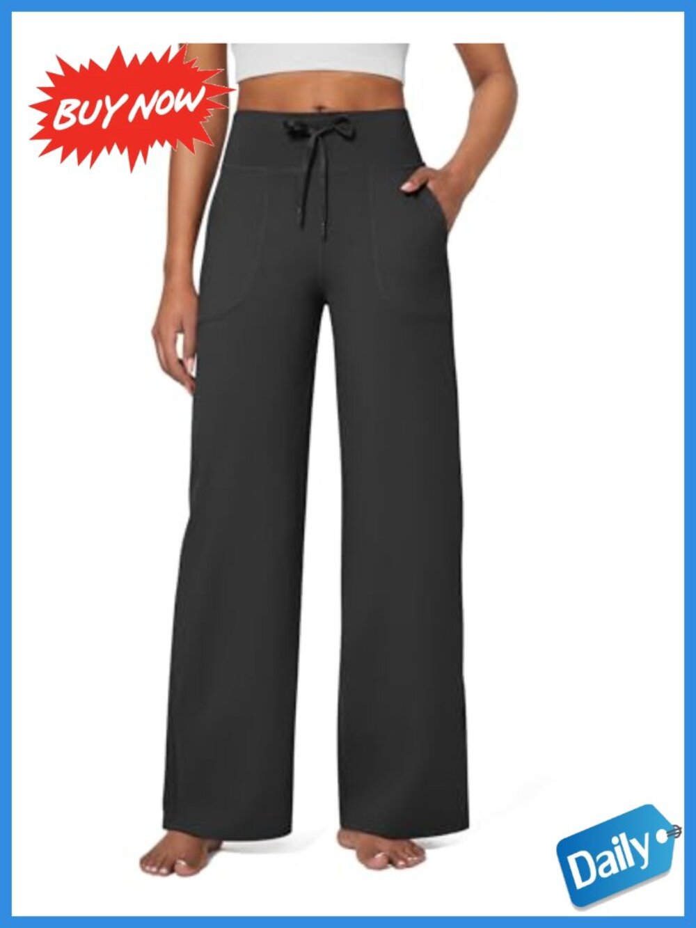 Wide Leg Yoga Sweatpants with Pockets High Rise Drawstring
